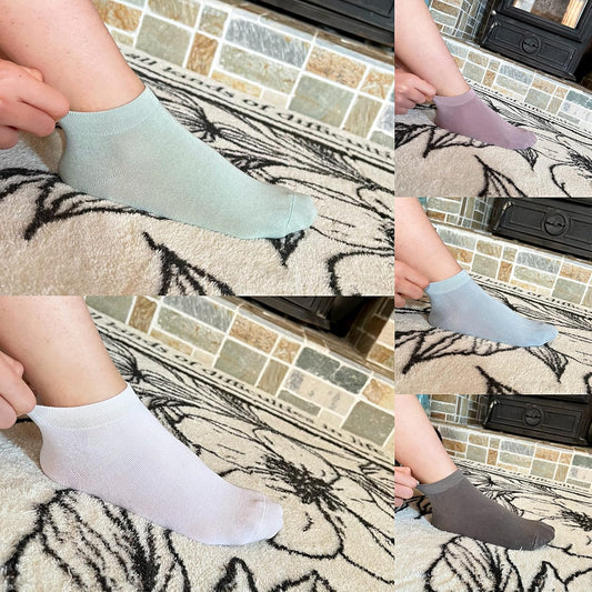 Women Bamboo Ankle Socks Ankle Length Thin Sock Odor Resistant Low Cut Sock 5 Pairs V1258-DP02-C-1243