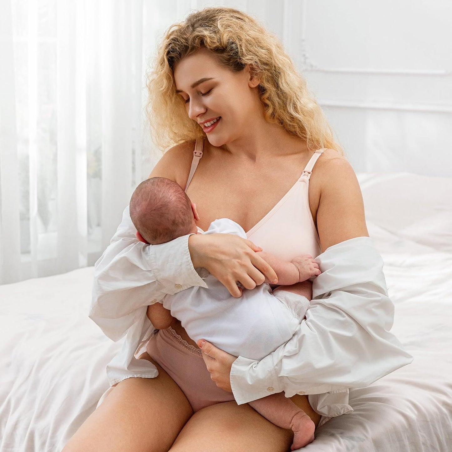 Womens Nursing Bra Seamless Breastfeeding Sleep Maternity Bra with Remove Bra Pads Extenders 5 Pack V1258-DP02-C-1249