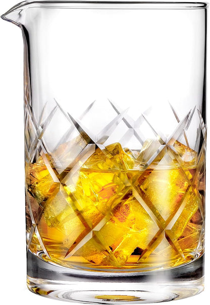 Professional 24 Oz Cocktail Mixing Glass, Thick Bottom Seamless Crystal Mixing Glass V1258-DP02-C-125