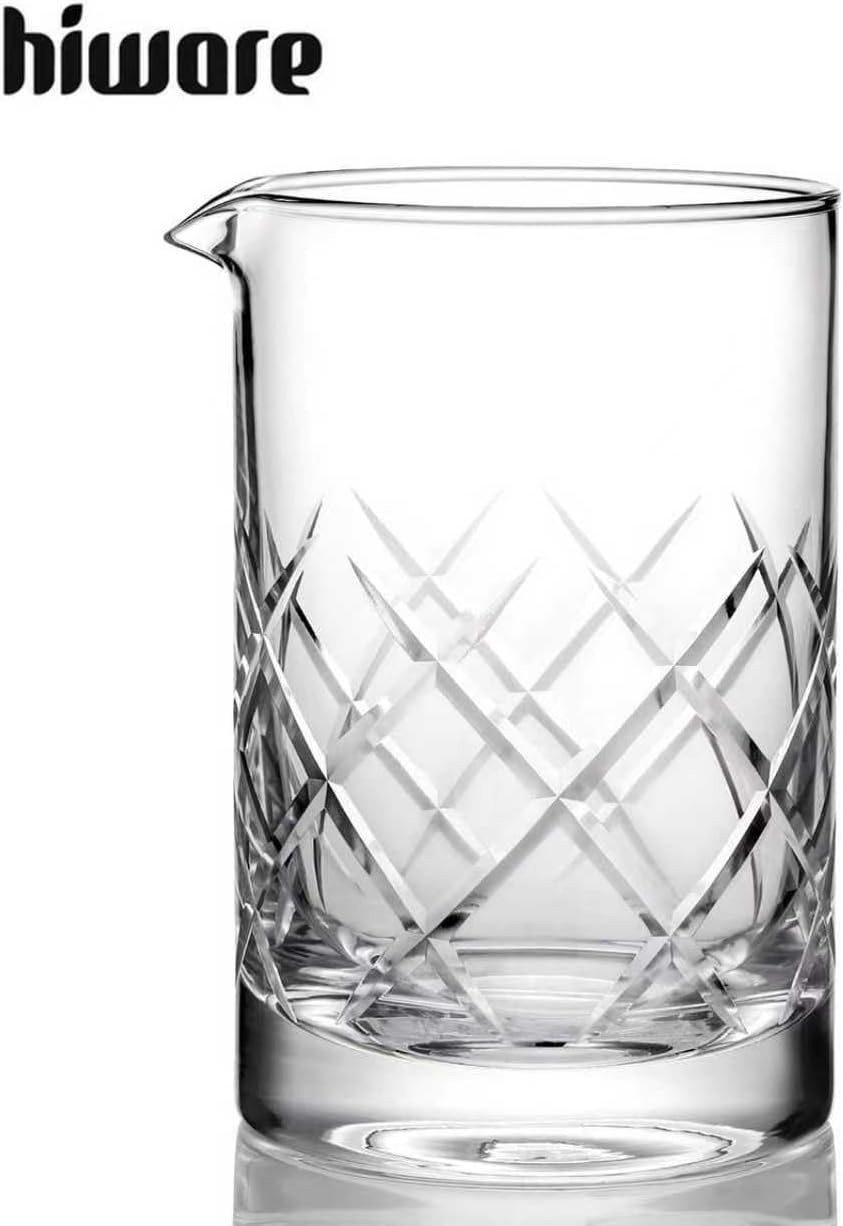 Professional 24 Oz Cocktail Mixing Glass, Thick Bottom Seamless Crystal Mixing Glass V1258-DP02-C-125
