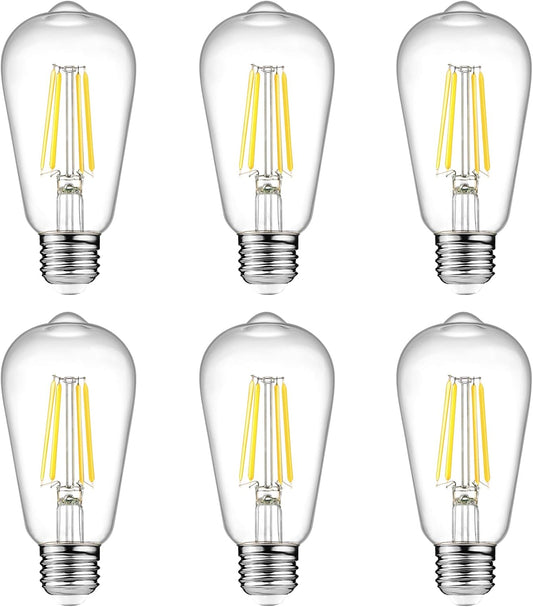 Vintage LED Edison Bulbs, 6W, Non-Dimmable, Equivalent 60W, High Brightness Cool White 4000K, ST58 Antique V1258-DP02-C-1251