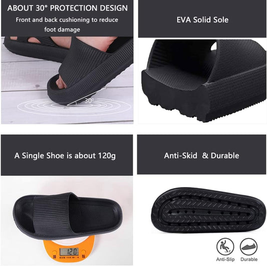 Pillow Slides Slippers for Women Men Cloud Slides Cloud Ultra-Soft Slippers Anti-Slip Open Toe House Slippers V1258-DP02-C-1254