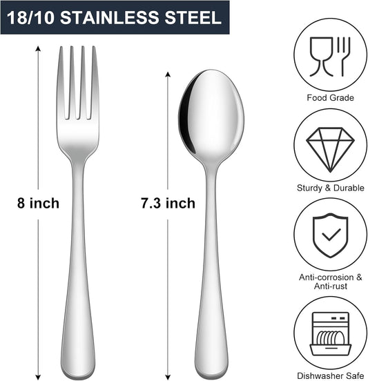 24-piece Forks and Spoons Silverware Set, Food Grade Stainless Steel Flatware Cutlery Set for Home, Kitchen V1258-DP02-C-126