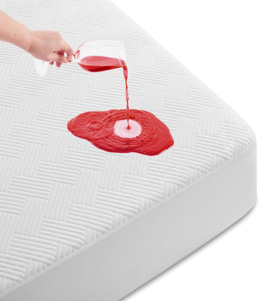 Queen Size 100% Waterproof Mattress Protector, Mattress Pad Cover Fitted 8"-21" Deep Pocket, 3D Air Fabric V1258-DP02-C-1263