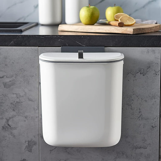 Compost Bin, 2.5 Gallon Hanging Trash Can with Lid, Kitchen Cabinet Door Under Sink Plastic Garbage Can Wall V1258-DP02-C-1264
