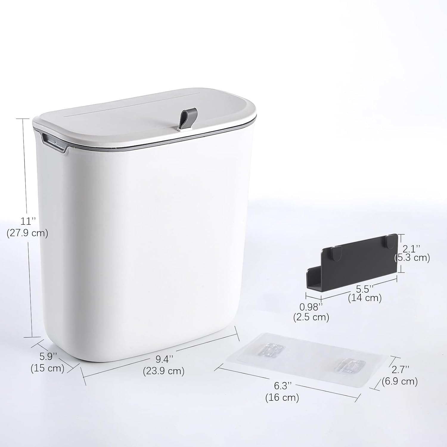 Compost Bin, 2.5 Gallon Hanging Trash Can with Lid, Kitchen Cabinet Door Under Sink Plastic Garbage Can Wall V1258-DP02-C-1264