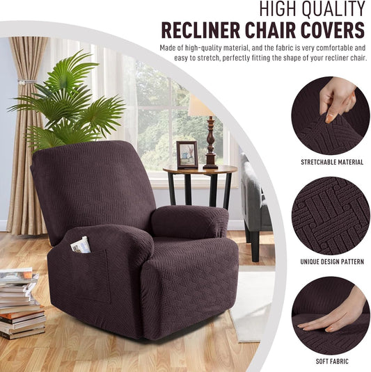 Recliner Covers, Stretch Reclining Chair Covers, Recliner Sofa Slipcovers Stripe Jacquard Recliner Couch V1258-DP02-C-1275