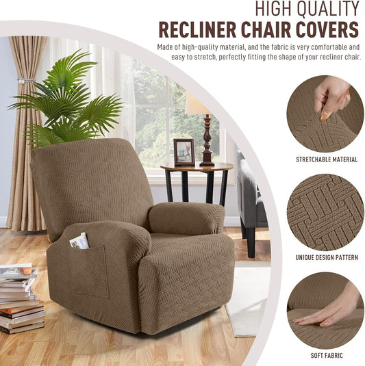 Recliner Covers, Stretch Reclining Chair Covers, Recliner Sofa Slipcovers Stripe Jacquard Recliner Couch V1258-DP02-C-1276