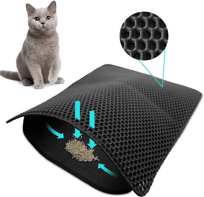 Cat Litter Mat Trapper - 60x45cm Double-Layer Honeycomb Design, Waterproof & Urine-Proof, Traps Litter to V1258-DP02-C-1280