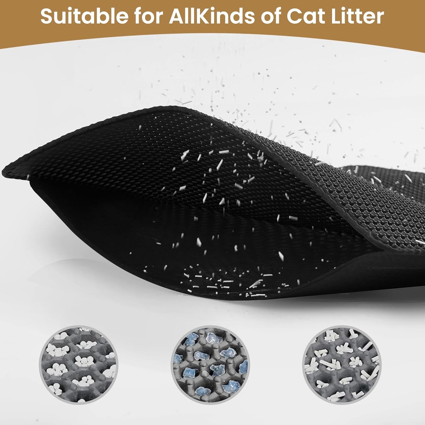 Cat Litter Mat Trapper - 60x45cm Double-Layer Honeycomb Design, Waterproof & Urine-Proof, Traps Litter to V1258-DP02-C-1280