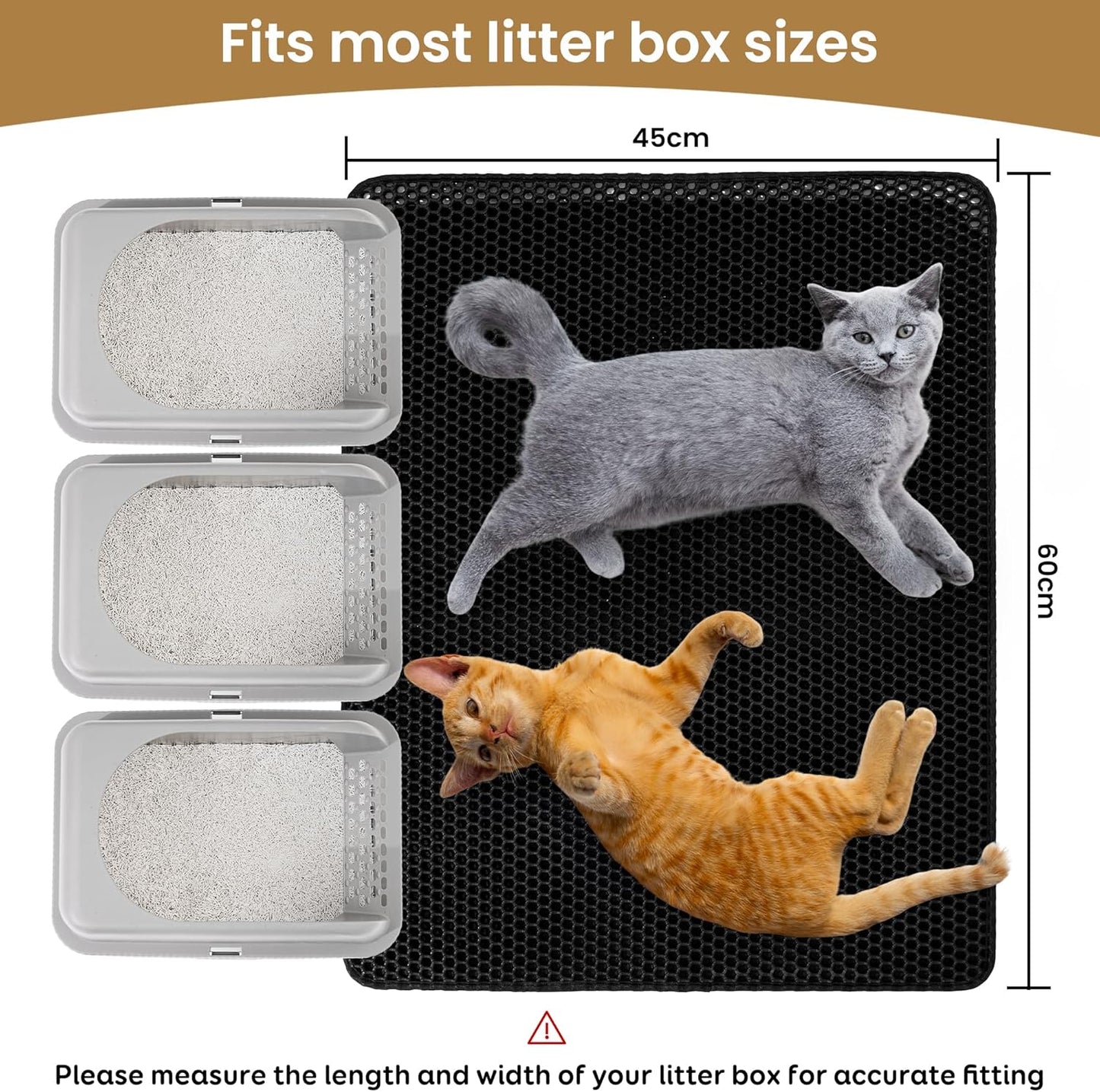 Cat Litter Mat Trapper - 60x45cm Double-Layer Honeycomb Design, Waterproof & Urine-Proof, Traps Litter to V1258-DP02-C-1280