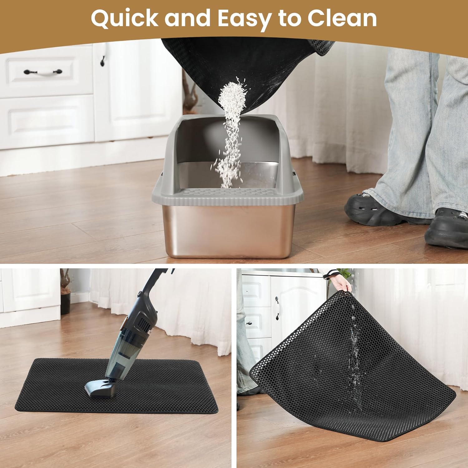 Cat Litter Mat Trapper - 60x45cm Double-Layer Honeycomb Design, Waterproof & Urine-Proof, Traps Litter to V1258-DP02-C-1280