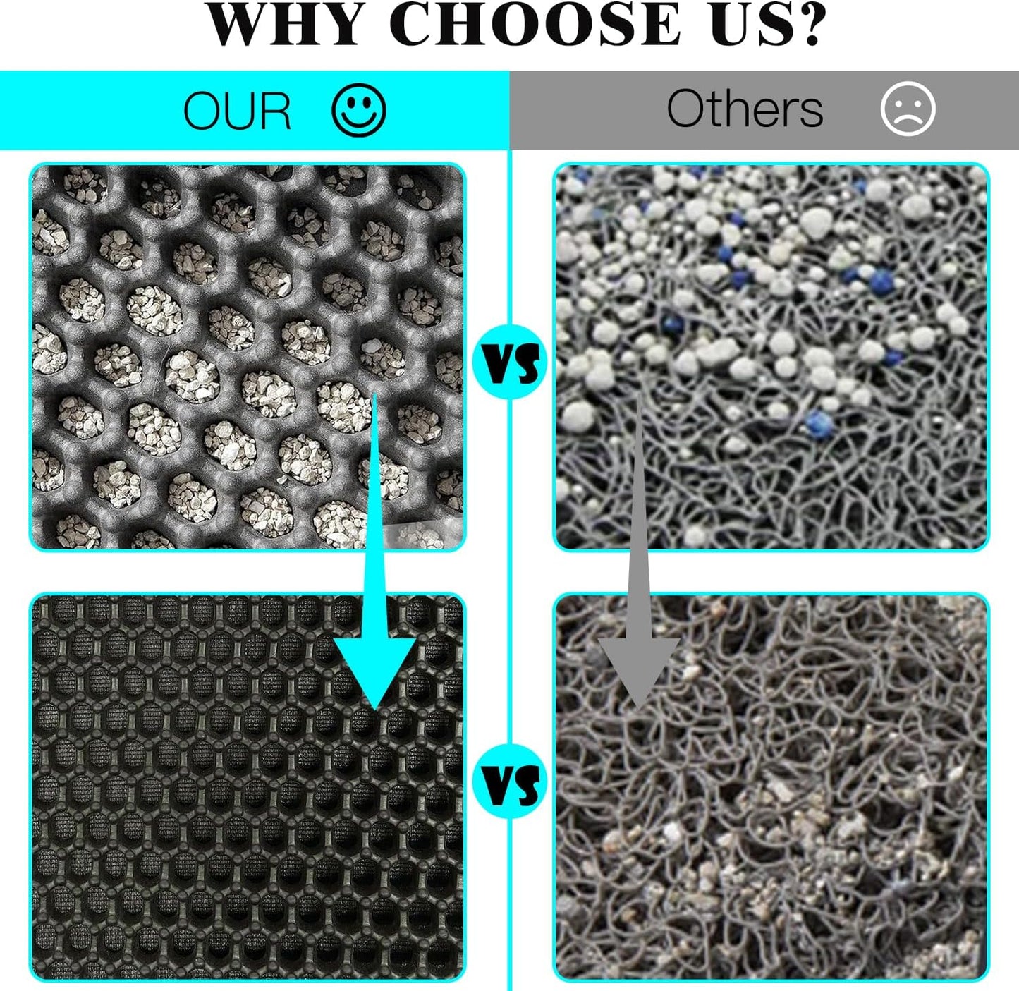 Cat Litter Mat Trapper - 60x45cm Double-Layer Honeycomb Design, Waterproof & Urine-Proof, Traps Litter to V1258-DP02-C-1280