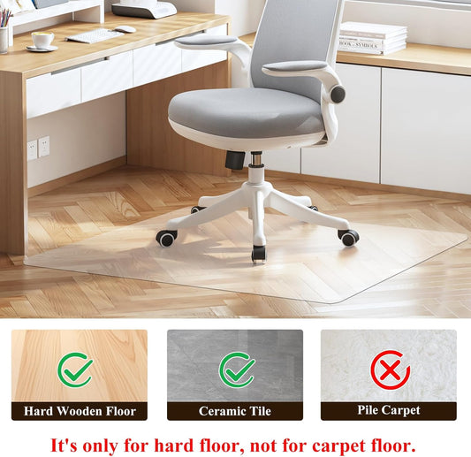 Office Chair Mat for Hard Wood Floors - 30"x48" Heavy Duty Anti-Slip Hardwood Floor Protector Rug - Easy Clean V1258-DP02-C-1282
