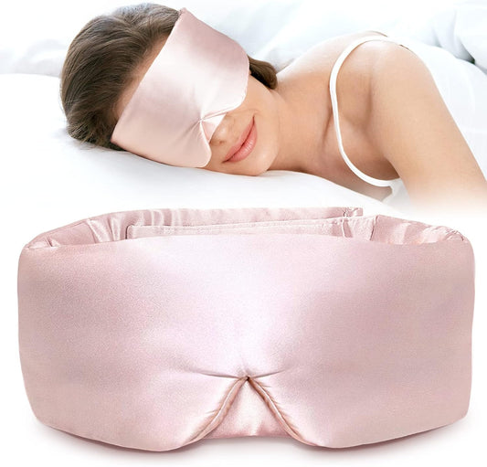 Silk Sleep Mask for Side Sleeper, Eye Mask Sleeping for Women Men 100% 22 Momme Pure Mulberry Silk, V1258-DP02-C-1283