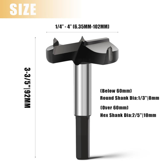 1-31/32" | 50mm Forstner Drill Bit,Tungsten Carbide Tipped - for Hard Wood,Soft Wood Woodworking Hinge Cutter V1258-DP02-C-1284
