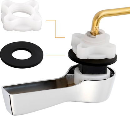Universal Front Mount Toilet Handle Tank Flush Lever Replacement Handle with Stainless Steel Flapper Chains V1258-DP02-C-1285