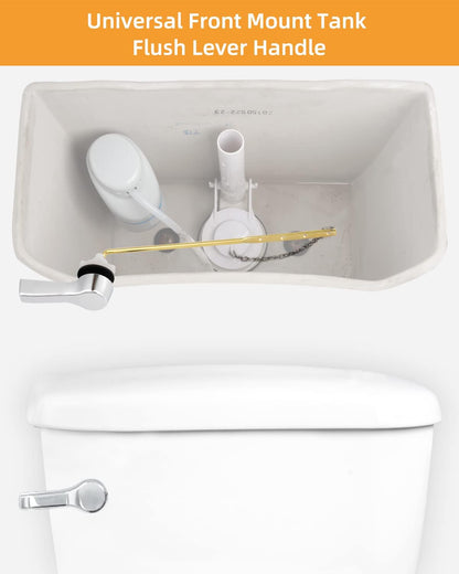 Universal Front Mount Toilet Handle Tank Flush Lever Replacement Handle with Stainless Steel Flapper Chains V1258-DP02-C-1285