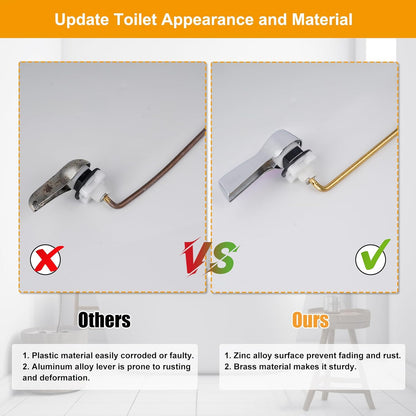 Universal Front Mount Toilet Handle Tank Flush Lever Replacement Handle with Stainless Steel Flapper Chains V1258-DP02-C-1285