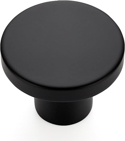 25 Pack Matte Black Round Cabinet Knobs Solid Dresser Knobs Drawer Pulls Black Cupboard Knobs for Modern V1258-DP02-C-1286