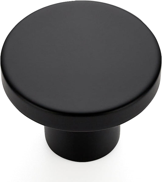25 Pack Matte Black Round Cabinet Knobs Solid Dresser Knobs Drawer Pulls Black Cupboard Knobs for Modern V1258-DP02-C-1286