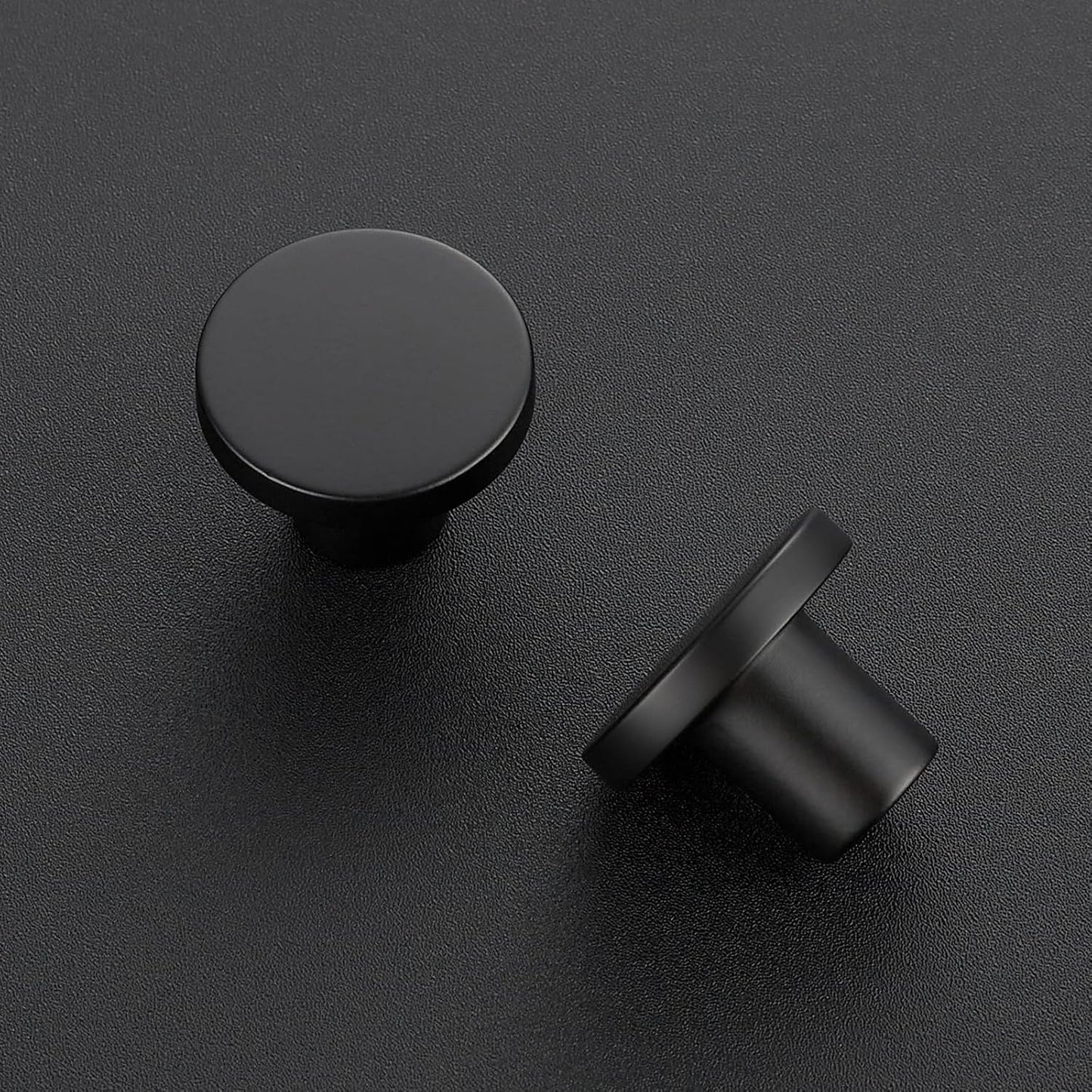 25 Pack Matte Black Round Cabinet Knobs Solid Dresser Knobs Drawer Pulls Black Cupboard Knobs for Modern V1258-DP02-C-1286