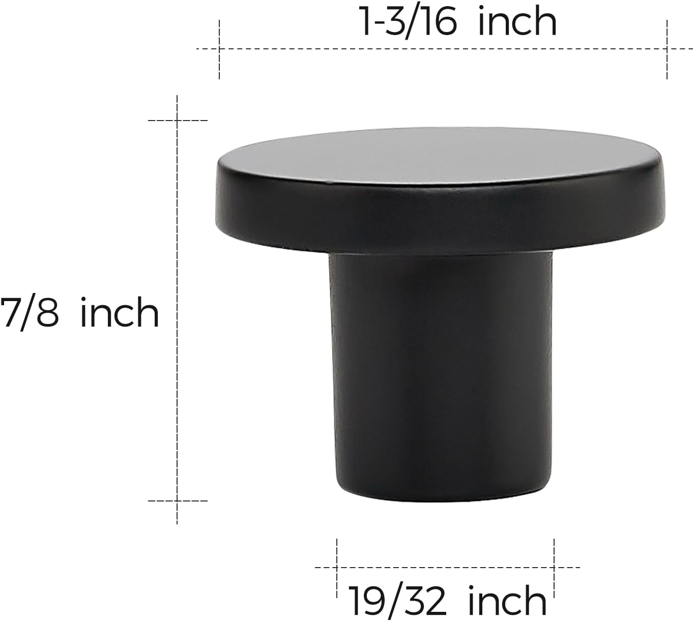 25 Pack Matte Black Round Cabinet Knobs Solid Dresser Knobs Drawer Pulls Black Cupboard Knobs for Modern V1258-DP02-C-1286