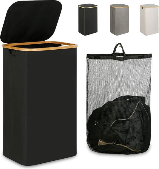 Laundry Hamper with Lid - Waterproof Freestanding Laundry Basket with Removable Liner Bag, Collapsible 110L V1258-DP02-C-1294