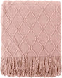 Pink Throw Blanket Diamond Pattern Indoor Outdoor Knitted Throws for Couch Sofa Chair Bed Home Decor 50"x60" V1258-DP02-C-1303