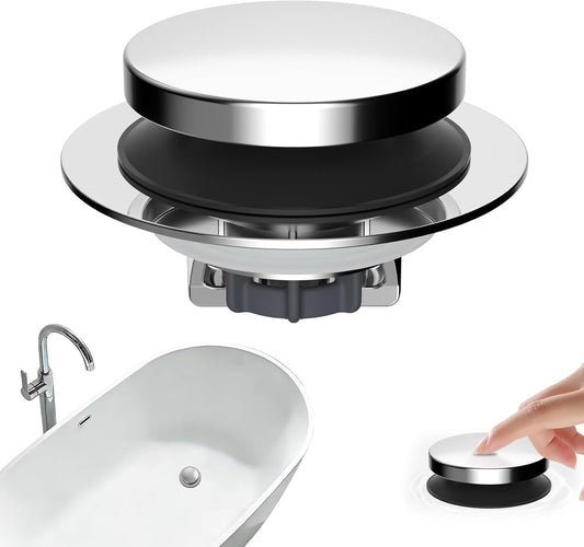 3 in 1 Metal Bathtub Drain Stopper, Universal Pop Up Tub Stopper, Bathtub Drain Hair Catcher, Removable V1258-DP02-C-1305