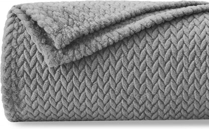 Super Soft Throw Size Blanket Grey Premium Silky Flannel Fleece Leaves Pattern Lightweight Bed Blanket All V1258-DP02-C-1307