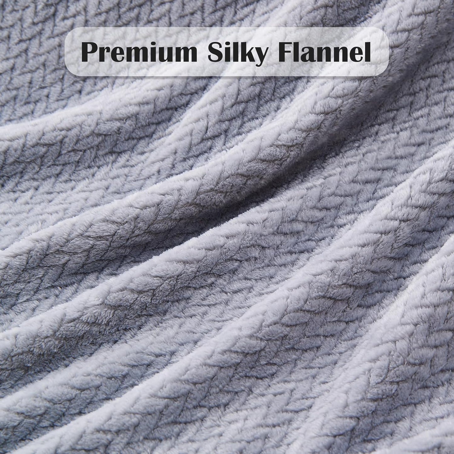 Super Soft Throw Size Blanket Grey Premium Silky Flannel Fleece Leaves Pattern Lightweight Bed Blanket All V1258-DP02-C-1307