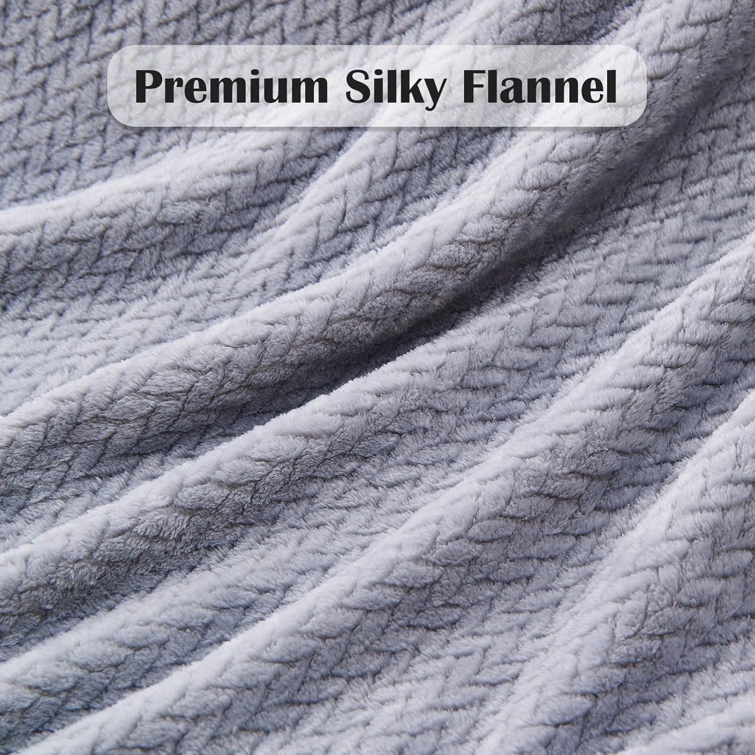Super Soft Throw Size Blanket Grey Premium Silky Flannel Fleece Leaves Pattern Lightweight Bed Blanket All V1258-DP02-C-1307