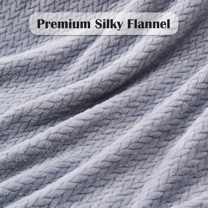 Super Soft Throw Size Blanket Grey Premium Silky Flannel Fleece Leaves Pattern Lightweight Bed Blanket All V1258-DP02-C-1307