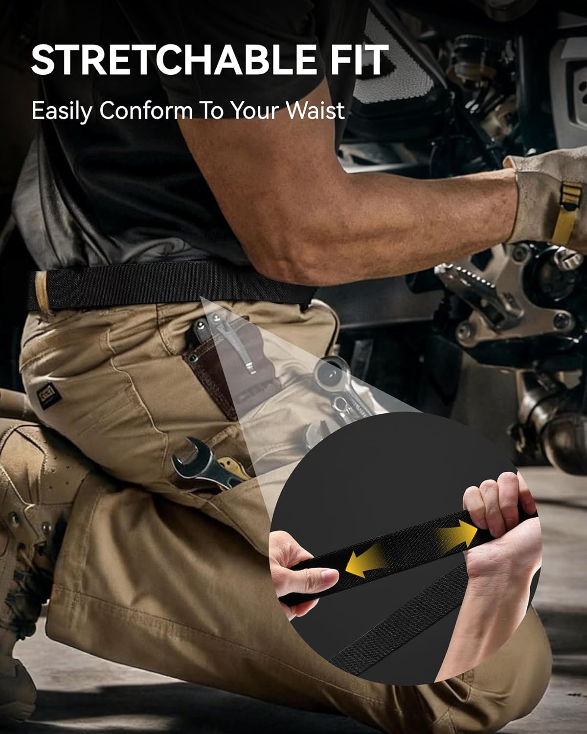 Tactical Belt Men - 1.5" Nylon Stretch Military Mens Belt - Quick Release for Work Heavy Duty V1258-DP02-C-1309