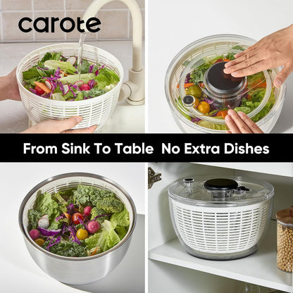 6.4 Qt Salad Spinner Large Lettuce Spinner Plastic Vegetable Fruit Washer, Vegetable Cleaner Salad Cleaner V1258-DP02-C-131