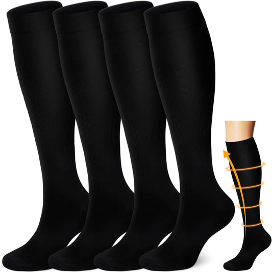 4 Pairs Copper Compression Socks for Men&Women(15-20mmHg), Compression Stocking for Swelling Running Hiking V1258-DP02-C-1311