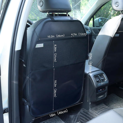 Car Seat Protector Large Kick Mat 2 Pack Durable Water Resistant Auto Seat Back Covers with 2 Mesh Pockets V1258-DP02-C-1312