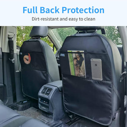 Car Seat Protector Large Kick Mat 2 Pack Durable Water Resistant Auto Seat Back Covers with 2 Mesh Pockets V1258-DP02-C-1312