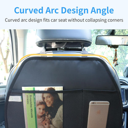 Car Seat Protector Large Kick Mat 2 Pack Durable Water Resistant Auto Seat Back Covers with 2 Mesh Pockets V1258-DP02-C-1312