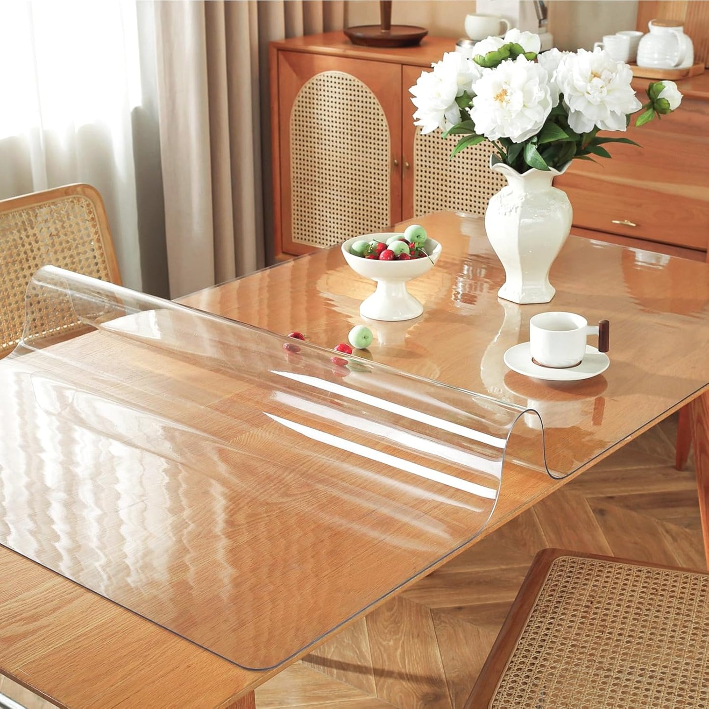 Clear Table Protector, 1.5mm Thick 24 x 48 Inch Desk Protector Mat Clear, Waterproof Plastic Table Cover, V1258-DP02-C-1313