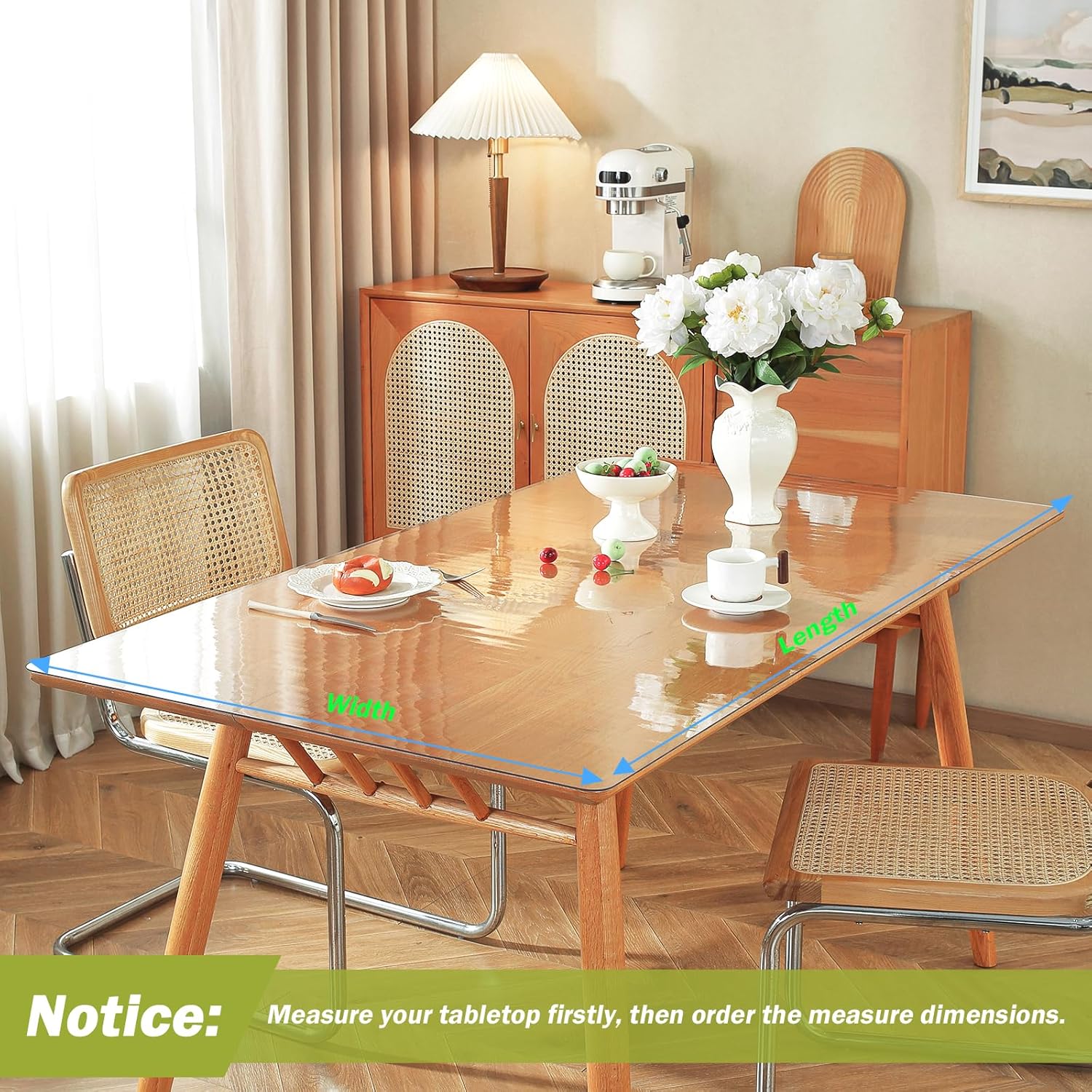 Clear Table Protector, 1.5mm Thick 24 x 48 Inch Desk Protector Mat Clear, Waterproof Plastic Table Cover, V1258-DP02-C-1313