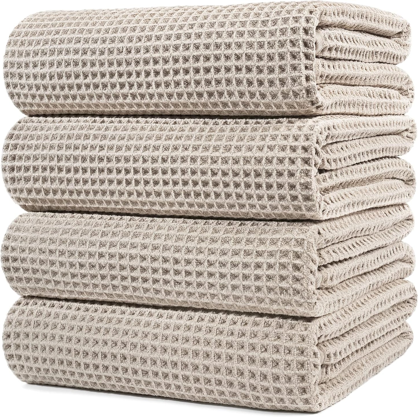 430 GSM Microfiber Oversize Quick Dry Lint Free Bath Towel, 60 x 30 in, 4 Pack (Waffle Weave) V1258-DP02-C-1315