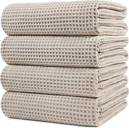 430 GSM Microfiber Oversize Quick Dry Lint Free Bath Towel, 60 x 30 in, 4 Pack (Waffle Weave) V1258-DP02-C-1315