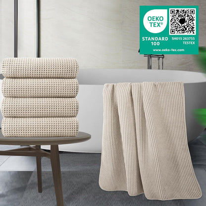 430 GSM Microfiber Oversize Quick Dry Lint Free Bath Towel, 60 x 30 in, 4 Pack (Waffle Weave) V1258-DP02-C-1315