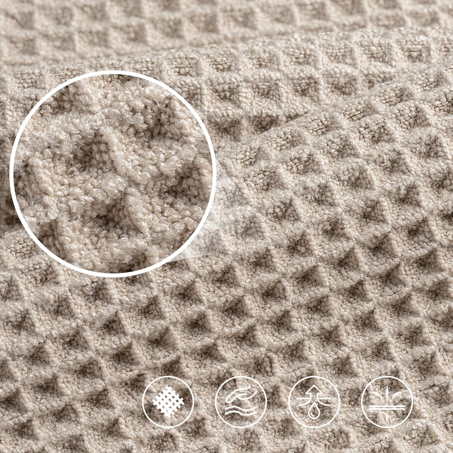 430 GSM Microfiber Oversize Quick Dry Lint Free Bath Towel, 60 x 30 in, 4 Pack (Waffle Weave) V1258-DP02-C-1315