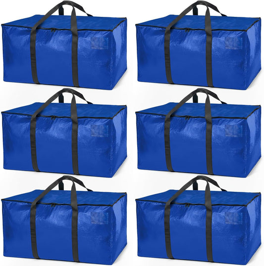 Heavy Duty Moving Bags or Storage Bag, 6 Pack - Large Moving Boxes with Backpack Straps, Zippers & Handles - V1258-DP02-C-1316