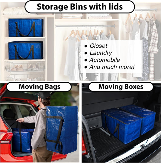 Heavy Duty Moving Bags or Storage Bag, 6 Pack - Large Moving Boxes with Backpack Straps, Zippers & Handles - V1258-DP02-C-1316