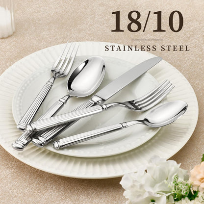 20 Pieces Silverware Set, Premium 18/10 Stainless Steel Flatware Set, Luxury Cutlery Set for 4, Dishwasher V1258-DP02-C-132