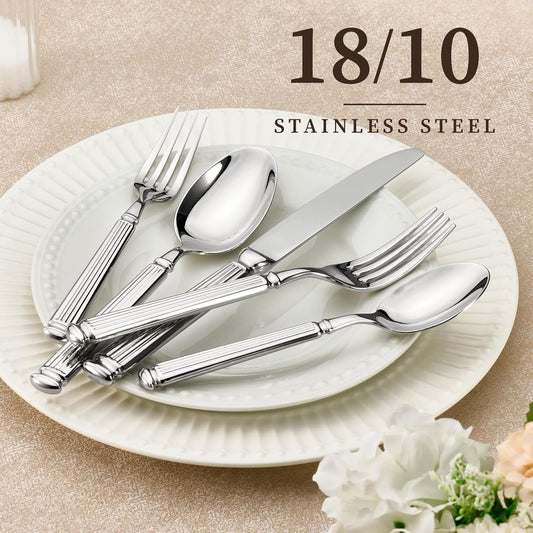 20 Pieces Silverware Set, Premium 18/10 Stainless Steel Flatware Set, Luxury Cutlery Set for 4, Dishwasher V1258-DP02-C-132